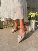 XTI Woven Pearl Mule - Beige  142682