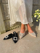 XTI Woven Pearl Mule - Black 142682