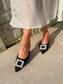 XTI Woven Pearl Mule - Black 142682