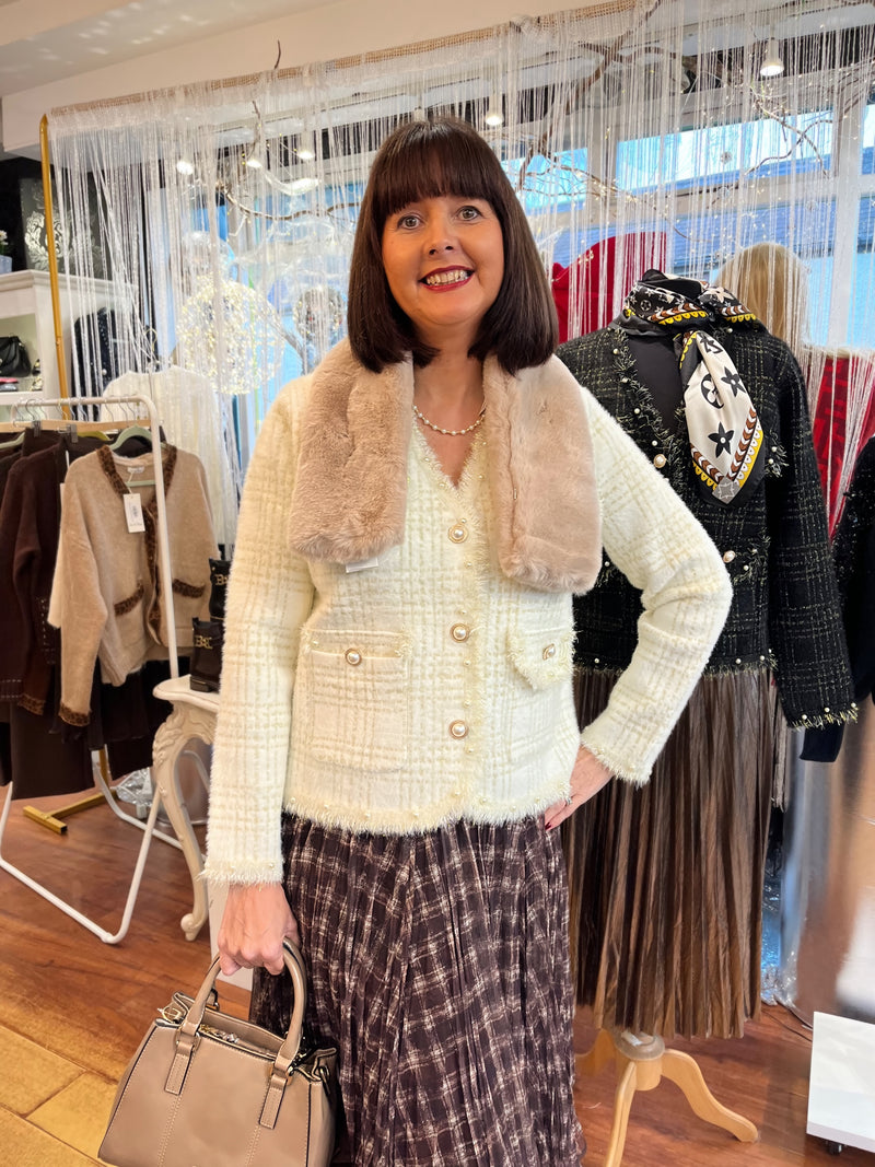 Maisie Faux Fur Neck Collar - Taupe