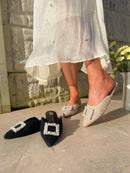 XTI Woven Pearl Mule - Black 142682