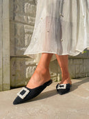 XTI Woven Pearl Mule - Black 142682