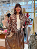 Trey Sequin & Embroidery Bomber Jacket - Chocolate