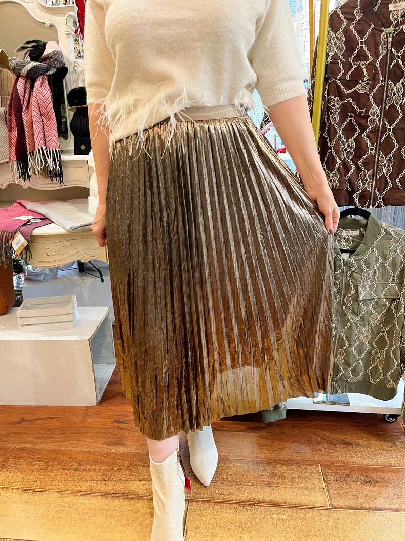 Lyra Metallic Skirt - Golden Bronze