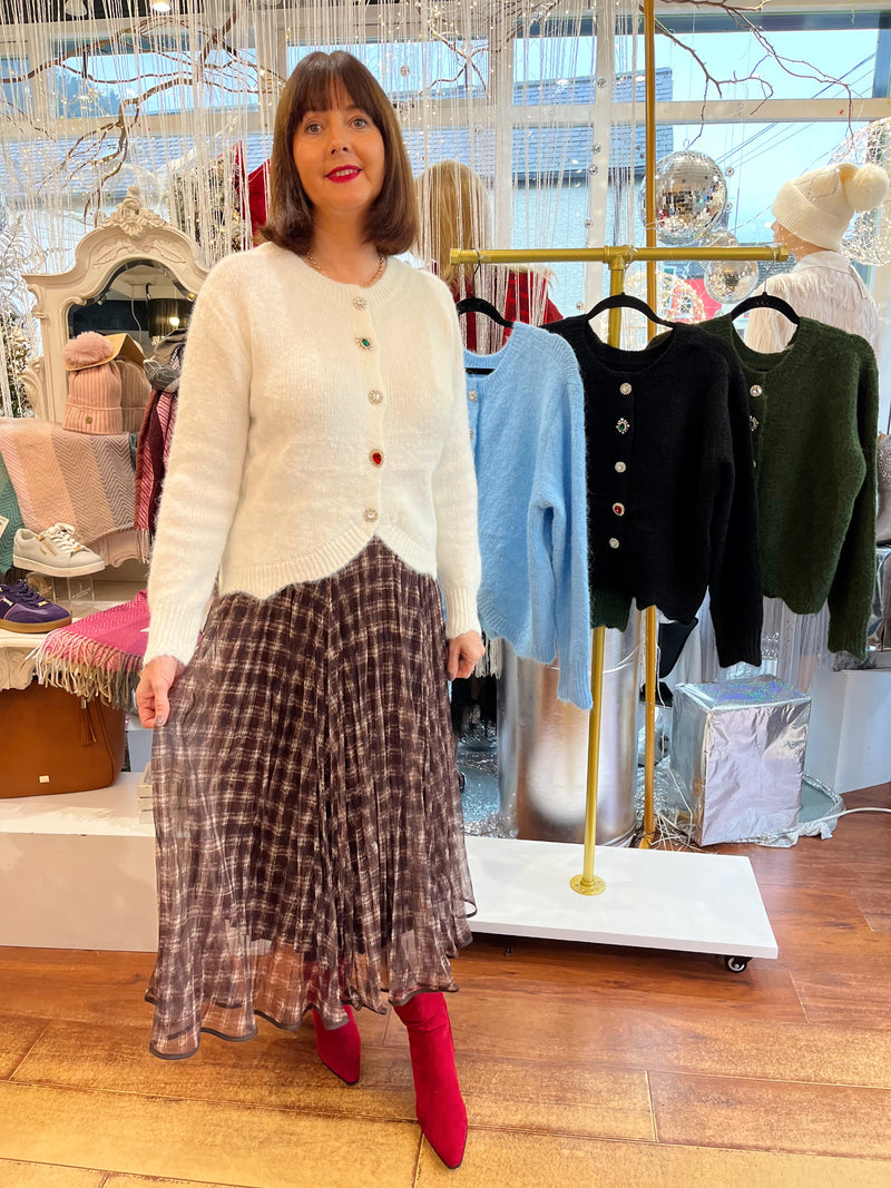 Jude Tartan Tulle Reversible Skirt - Chocolate Brown