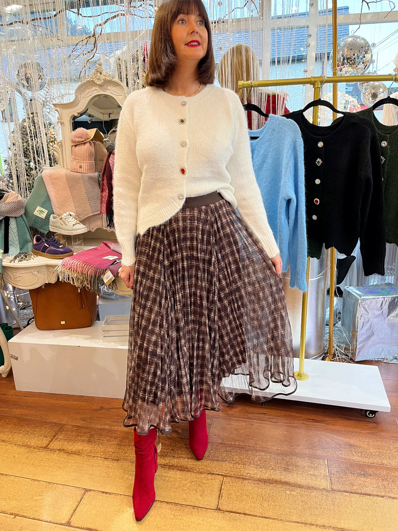 Jude Tartan Tulle Reversible Skirt - Chocolate Brown