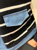 Reese Denim Trim Stripe Cardi - Black