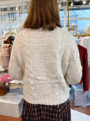 Avery Cardi Flower & Pearl Buttons - Oatmeal