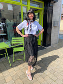 Fay Printed Neck Scarf - Peach With Black & White Trims