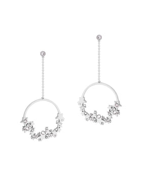Tipperary Crystal Star Cluster Drop Hoops Silver 165205