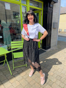 Fay Printed Neck Scarf - Peach With Black & White Trims