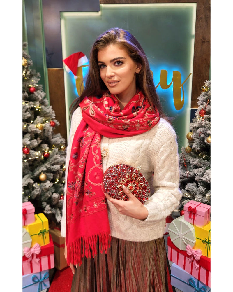 Maria Crystal Clutch - Red