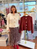 Avery Cardi Flower & Pearl Buttons - Oatmeal