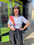 Fay Printed Neck Scarf - Peach With Black & White Trims