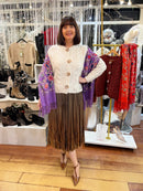 Sofia Paisley Print Shawl - Purple