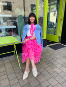 Elise Polka Dot Neck Scarf - Hot Pink