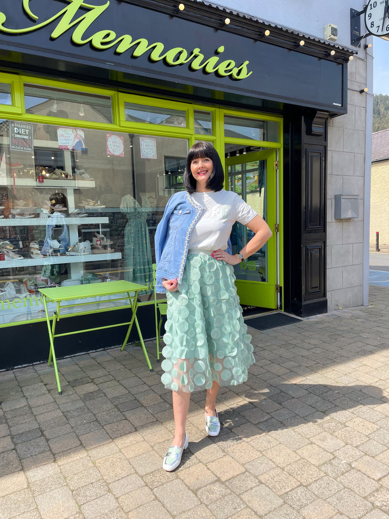 Bridget Appliqué Skirt - Sage Green