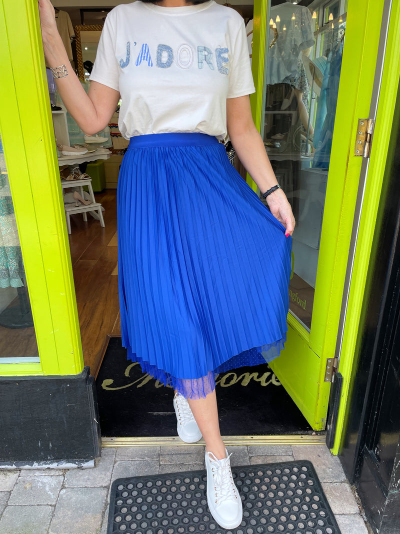 Vera Reversible Polka Dot & Tulle Skirt - Royal Blue