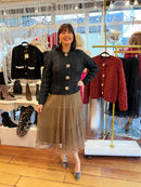 Rachel Ruffle Hem Tulle Sparkle Reversible Skirt - Taupe