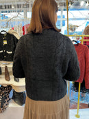 Avery Cardi Flower & Pearl Buttons - Black