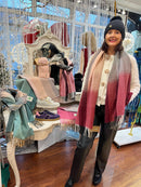 Celtic Ore Herringbone Scarf - Maroon & Dark Grey Ombre