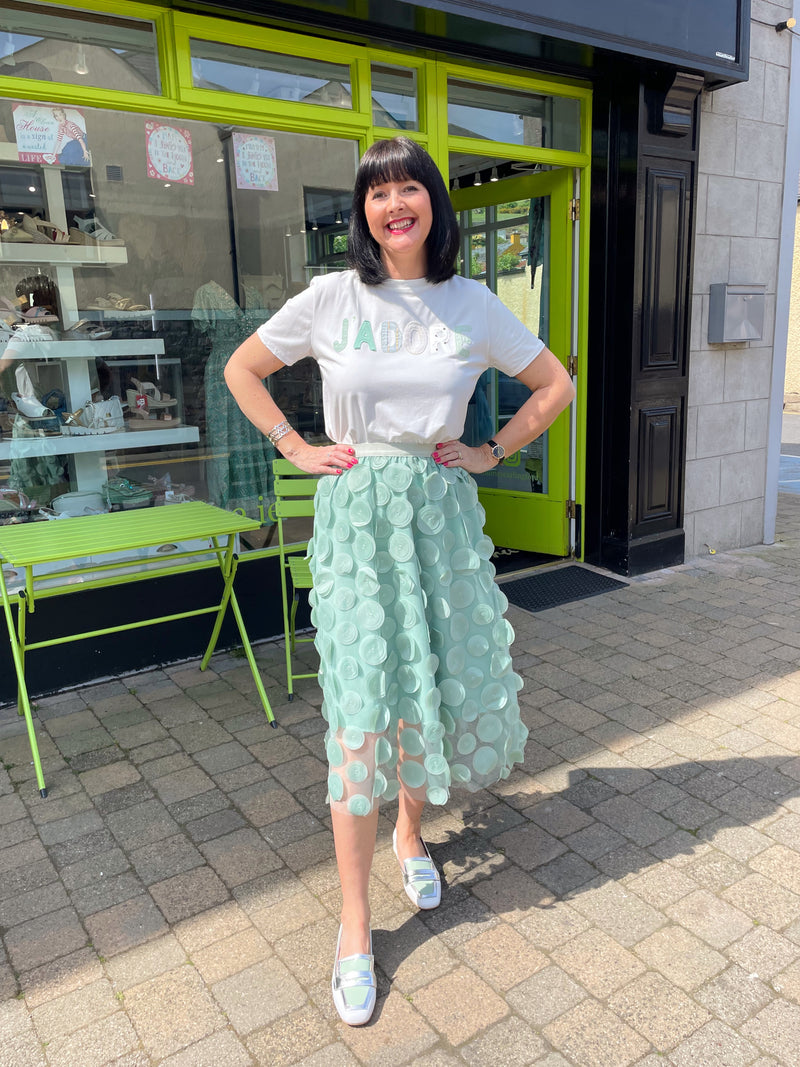 Bridget Appliqué Skirt - Sage Green