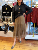 Rachel Ruffle Hem Tulle Sparkle Reversible Skirt - Taupe