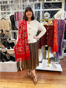 Sofia Paisley Print Shawl - Red