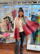 Celtic Ore Herringbone Scarf - Maroon & Dark Grey Ombre