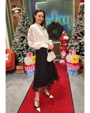 Katherine Pearl & Mesh Knit Jumper - Winter White