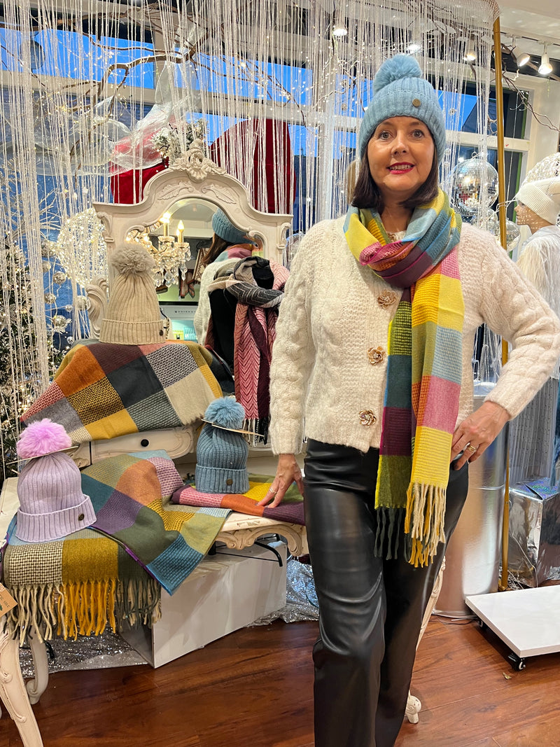 Celtic Ore Patchwork Scarf - Magenta, Teal , Orange & Lemon Yellow