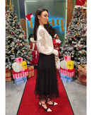 Katherine Pearl & Mesh Knit Jumper - Winter White