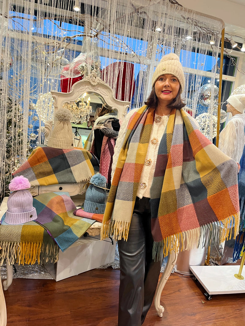 Celtic Ore Patchwork Scarf - Navy, Maroon, Grey & Orange