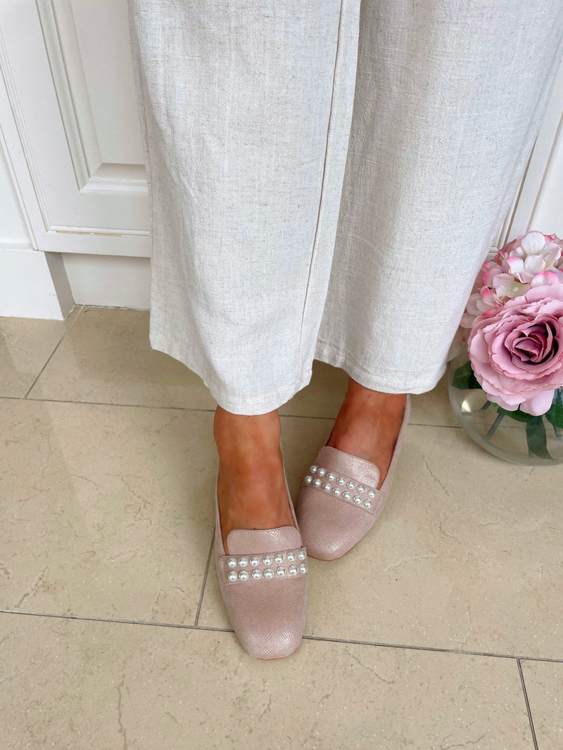 Dancing Matilda "Rubor Perla" Pearl Loafer - Rose Beige