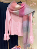 Clara Pearl Button Cardi with Bell Sleeve - Baby Pink