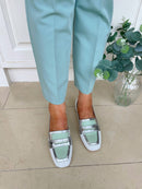 Dancing Matilda "Blanco Menta" Loafer - White, Green & Silver