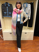 Reese Denim Trim Stripe Cardi - Beige & Black