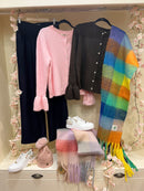 Clara Pearl Button Cardi with Bell Sleeve - Baby Pink