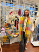 Celtic Ore Patchwork Scarf - Magenta, Teal , Orange & Lemon Yellow