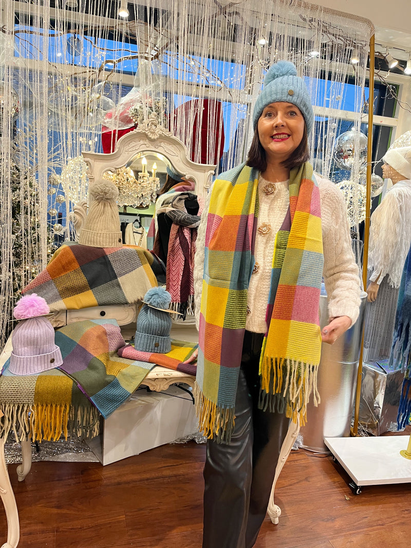 Celtic Ore Patchwork Scarf - Magenta, Teal , Orange & Lemon Yellow