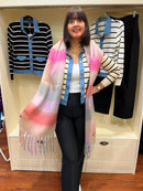 Reese Denim Trim Stripe Cardi - Beige & Black