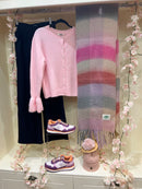 Clara Pearl Button Cardi with Bell Sleeve - Baby Pink