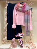 Clara Pearl Button Cardi with Bell Sleeve - Baby Pink