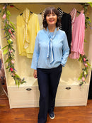 Alora Blouse with Scarf - Blue