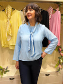 Alora Blouse with Scarf - Blue