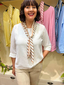 Alora Blouse with Scarf - White