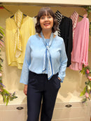 Alora Blouse with Scarf - Blue