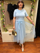 Kira Heart Studded Fitted Knit Jumper - Blue