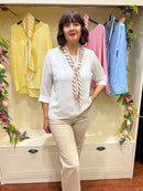 Alora Blouse with Scarf - White