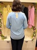 Alora Blouse with Scarf - Blue